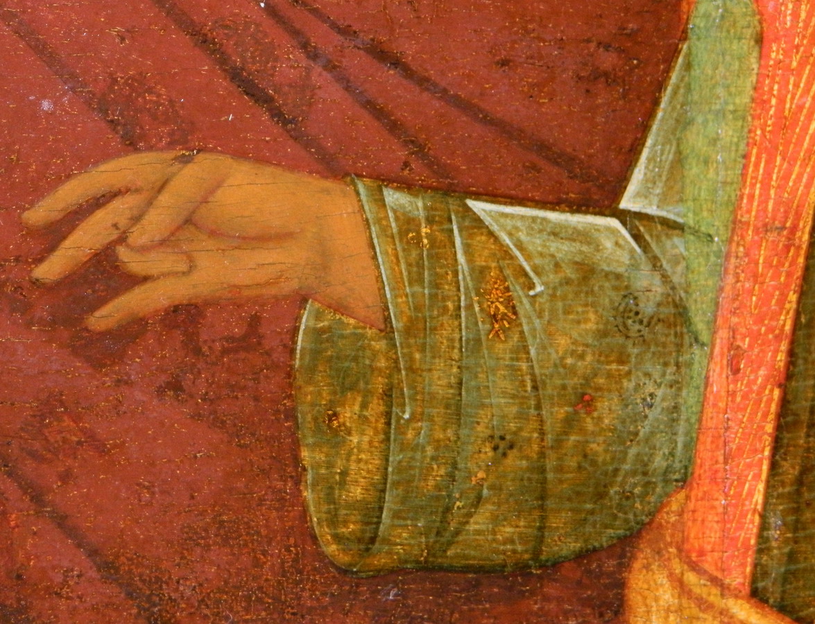 Фрагмент московской иконы «Богоматерь Одигитрия». Десница Младенца Христа. Фото автора