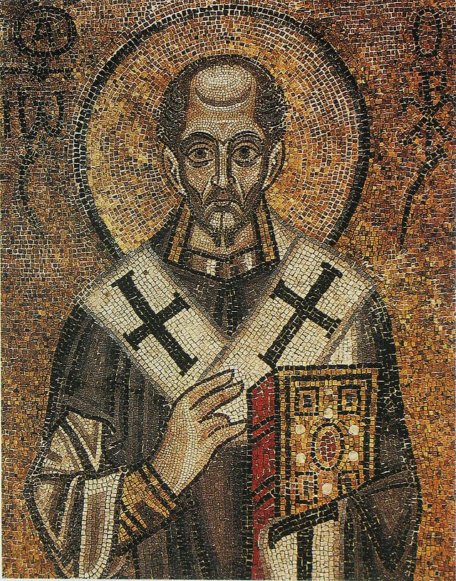Святитель Иоанн Златоуст. Мозаика Софийского собора в Киеве (XI век)