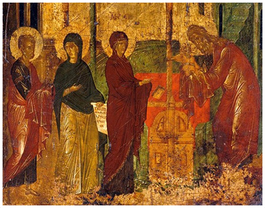Сретение Господне. Фрагмент византийской иконы. XV век