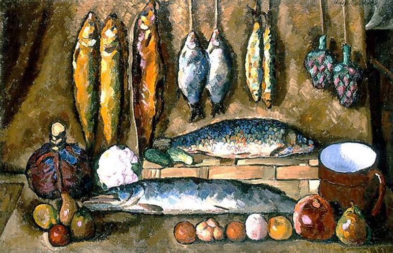 Илья Машков. «Натюрморт. Рыбы», 1910 г.