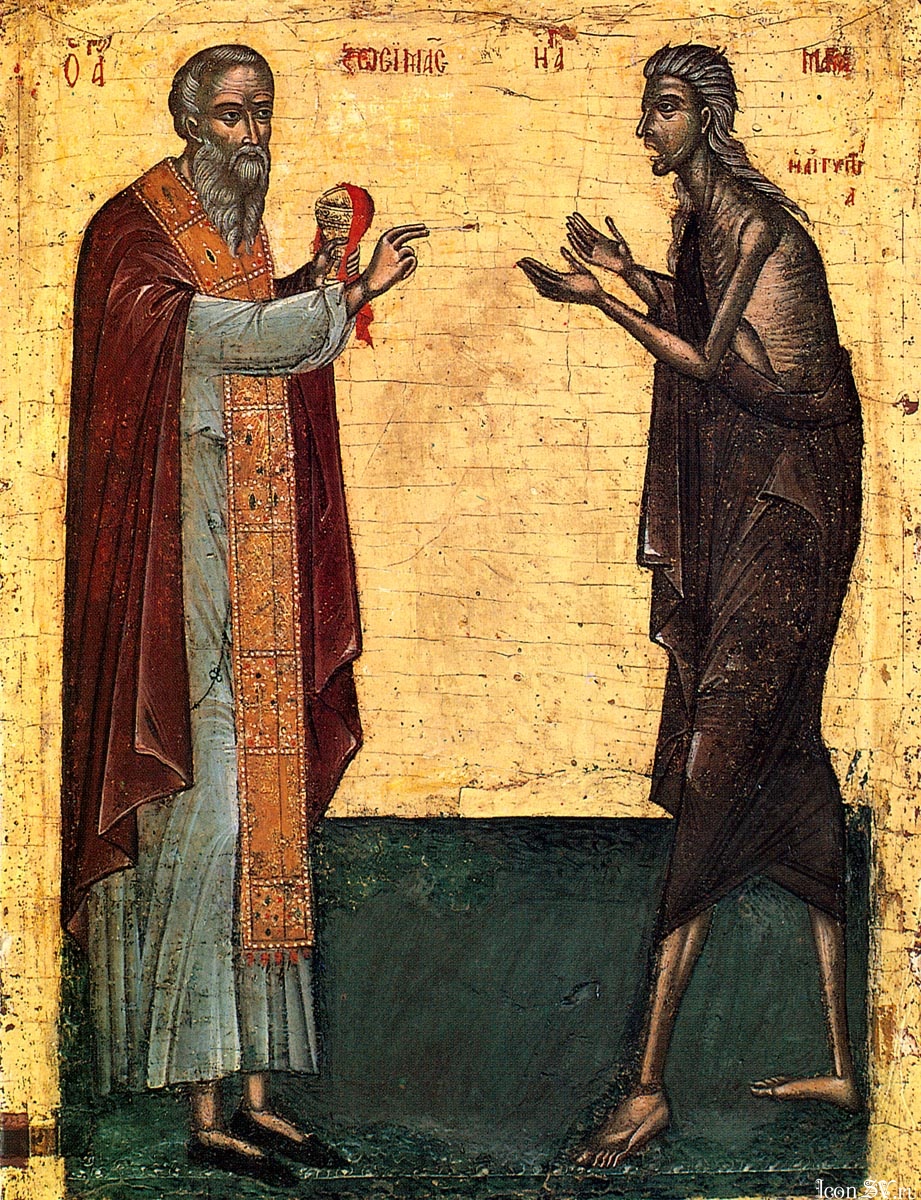 Преподобные Зосима и Мария Египетская. Греция, Афон, Монастырь Дионисиат