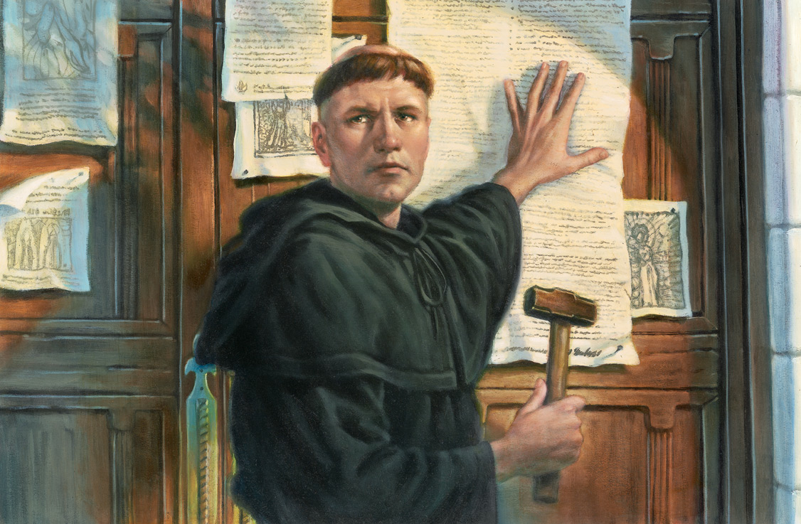 Лютер прибивает к церковным дверям петицию со своими 95-ю тезисами
