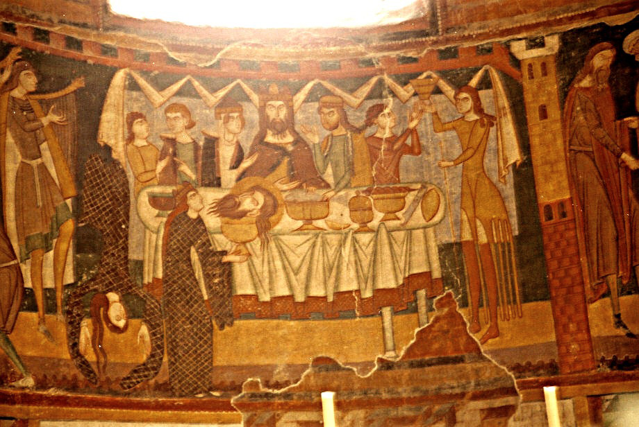 Танец Саломеи, фреска в монастыре святого Иоанна, XII в.