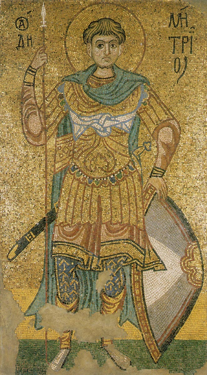 Святой великомученик Димитрий Солунский. Мозаика из собора Михайловского Златоверхого монастыря. Киев, 1108–1113 годы