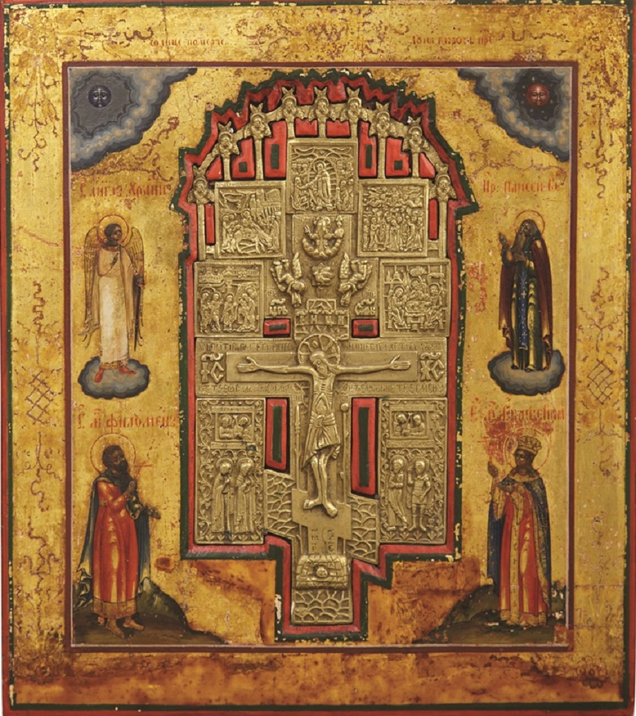 Икона «Патриаршее распятие с предстоящими святыми». Невьянск, третья четверть XIX века