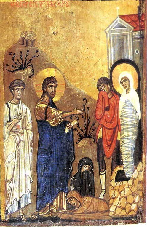 Воскрешение Лазаря. Трехчастная икона, фрагмент. Монастырь св. Екатерины, Синай, XII в.