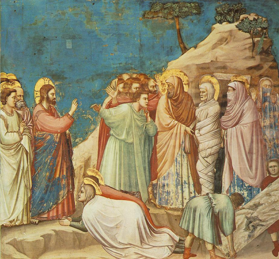 Фрагмент фрески Джотто «Воскрешение Лазаря». Написана в 1304-1306 годы