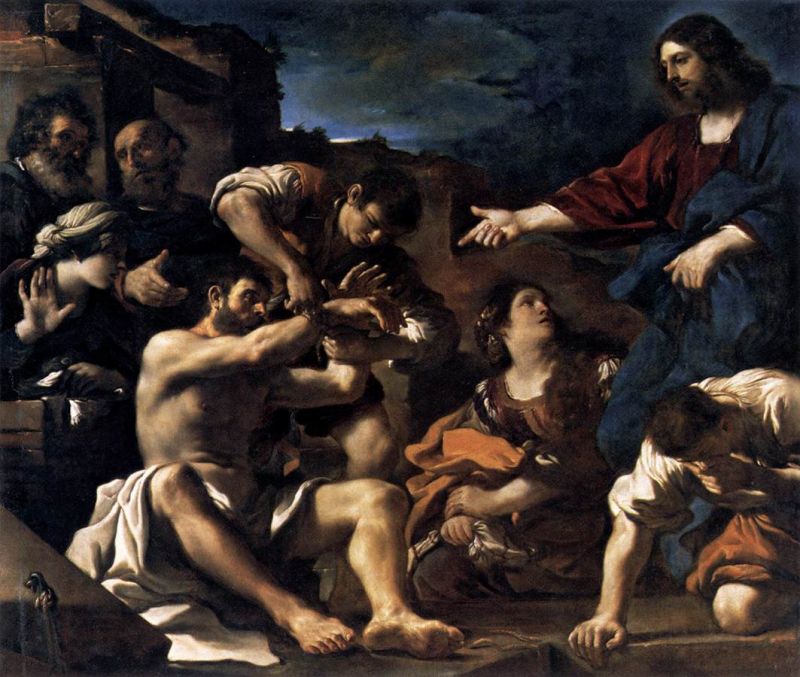 Гверчино. Воскрешение Лазаря. 1619 год. Лувр, Париж, Франция