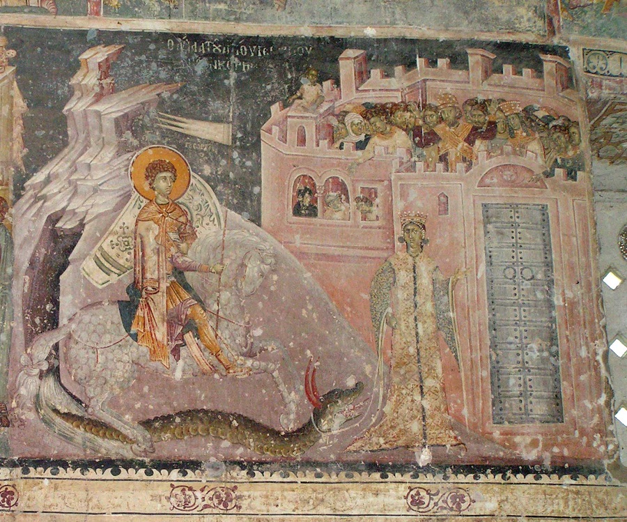 Чудо Георгия о змие. 1317–1318 гг. Церковь св. Георгия, Старо-Нагоричино, Македония