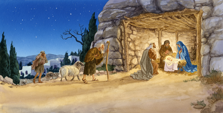 Пастухи и волхвы пришли поклониться рожденному Богомладенцу