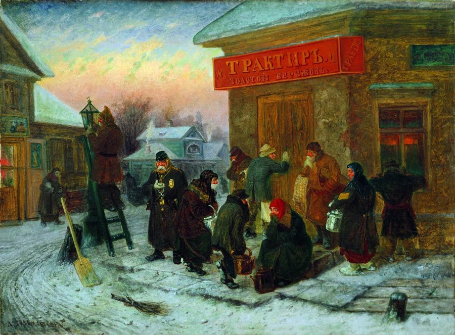 Л. И. Соломатин. «Утро у трактира». 1873 г.