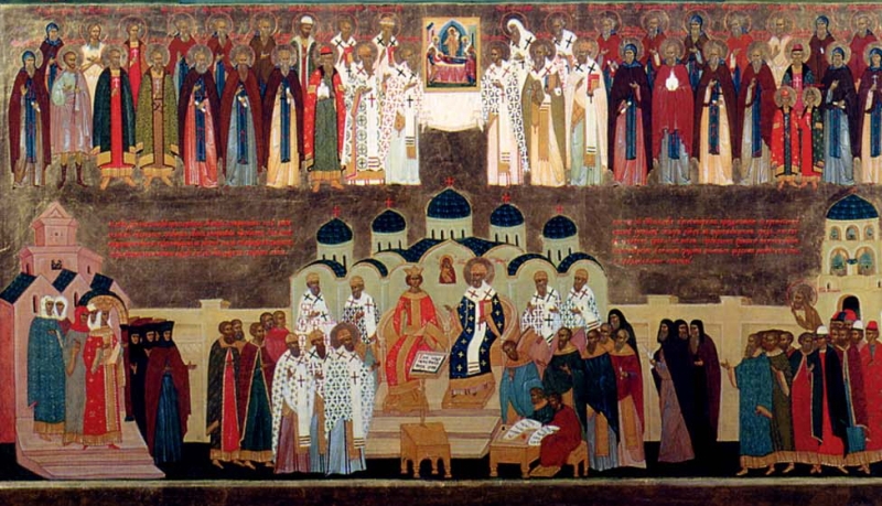Участники Стоглава и других макариевских соборов. Фрагмент иконы