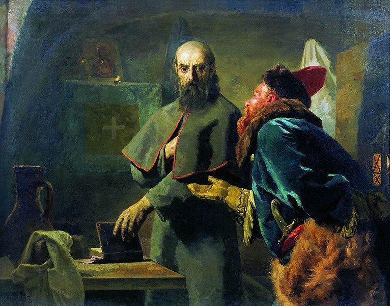Митрополит Филипп и Малюта Скуратов. Николай Неврев, 1898 год