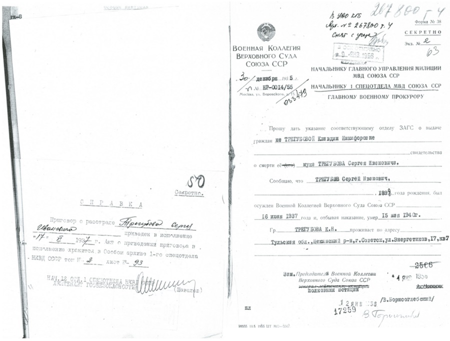 Фото документов, на которых указаны совершенно разные даты и причины смерти Сергея Ивановича Трегубова