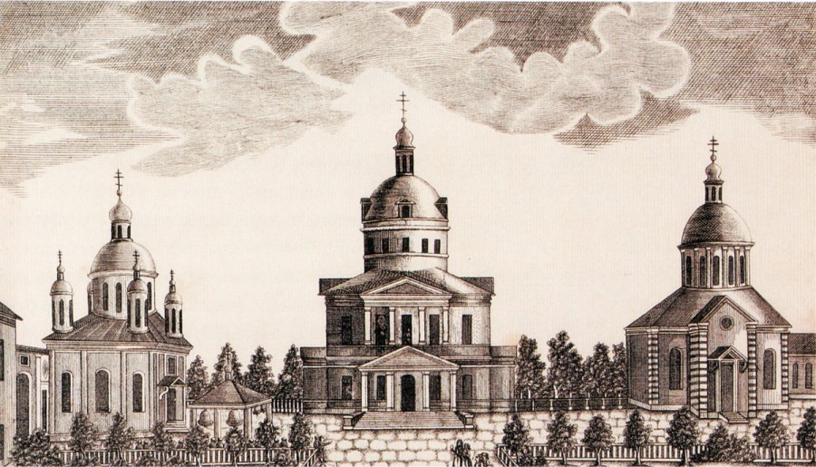Прошлое… Храмы Рогожского кладбища. Фрагмент гравюры 1858 года