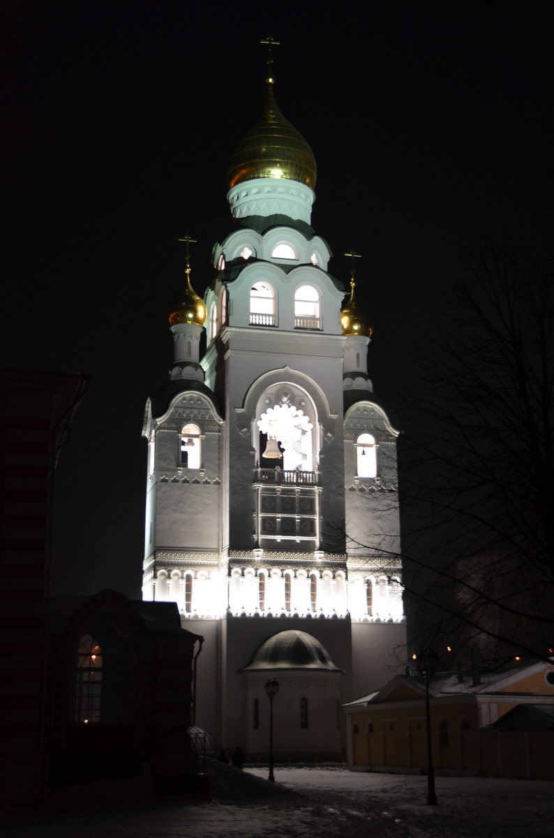 Новая подсветка колокольни создает совершенно новый образ этого памятника архитектуры