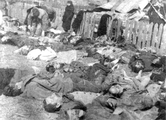 Луцкое воеводство. Свезённые на идентификацию и похороны трупы поляков — жертв резни, 26 марта 1943 г.