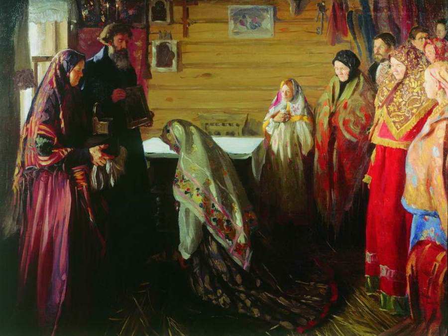 «Старинный обряд благословения невесты в городе Муроме», 1909 г.