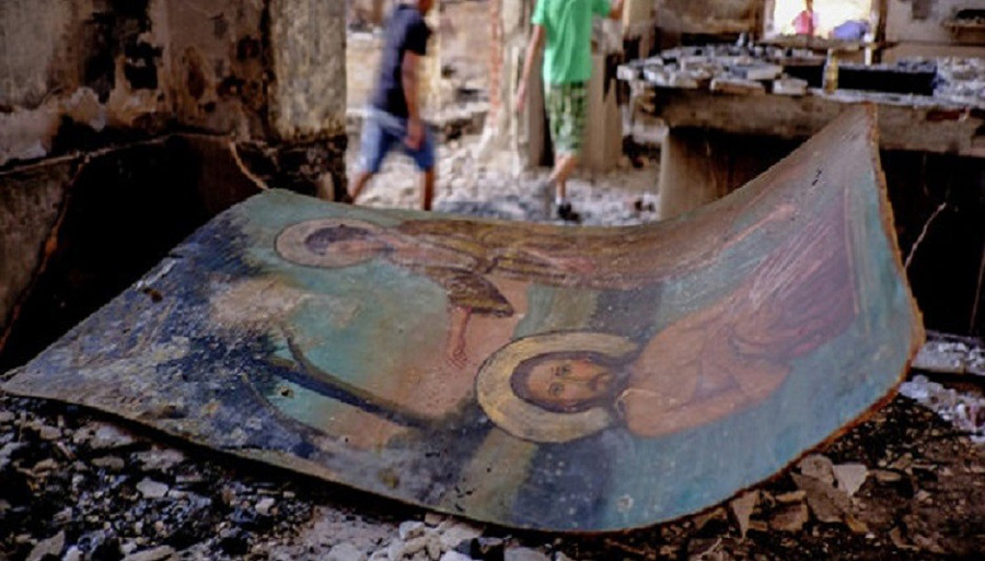 Руины сожженой коптской церкви