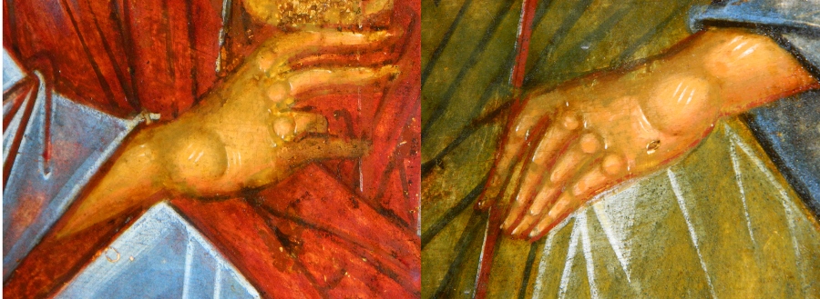 Фрагмент. Левая рука первого и третьего ангела. Фото автора