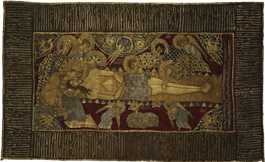 Шитая икона — Плащаница. 1609 год