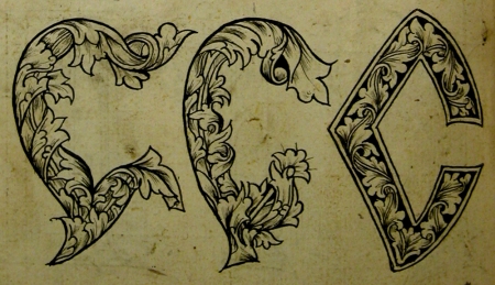  Инициалы в старопечатном стиле. Фрагмент ''Каллиграфического подлинника 1604 г.