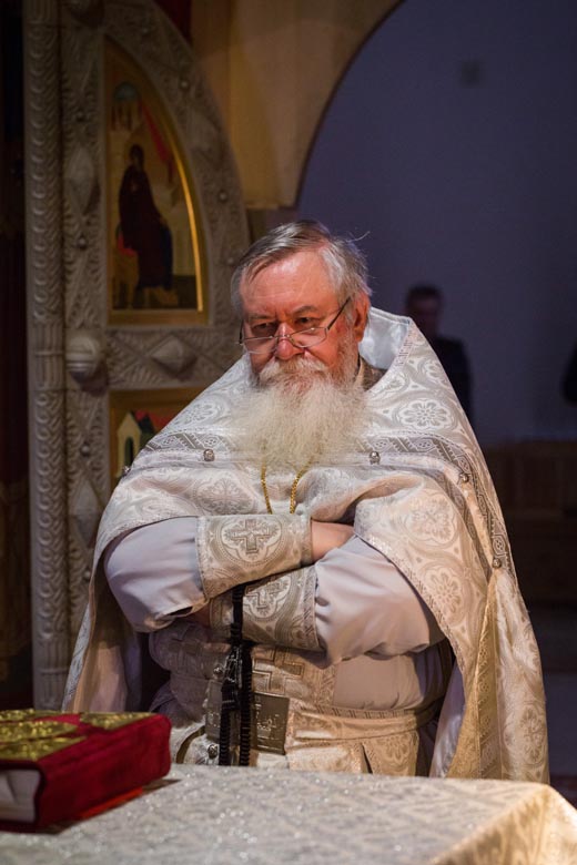 Протоиерей Иоанн Миролюбов в храме Покрова Пресвятой Богородицы в Рубцове, 2016 год