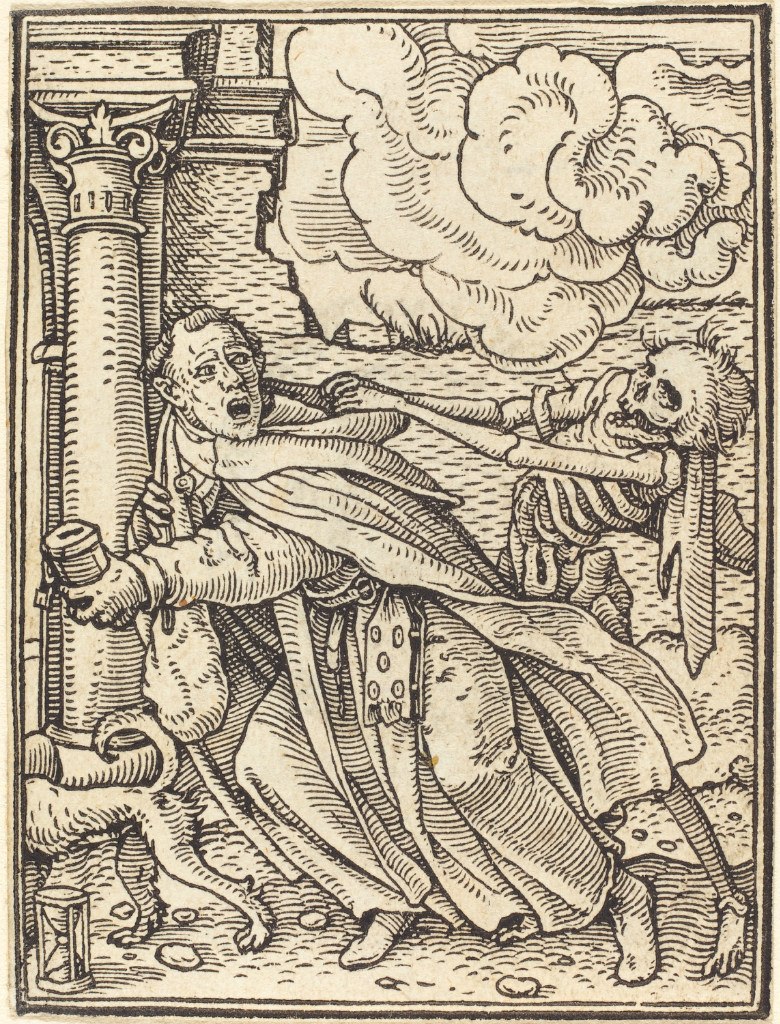 Ганс Гольбейн Младший. «Монах и смерть», из серии рисунков «Пляска смерти», 1524–1526 гг.