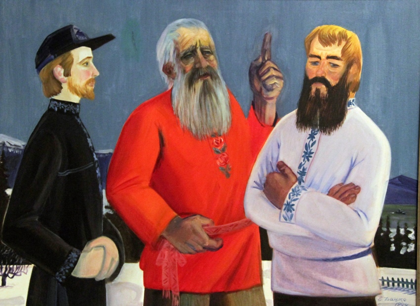 Картина с выставки Е. Дацко «Старообрядцы на Аляске»
