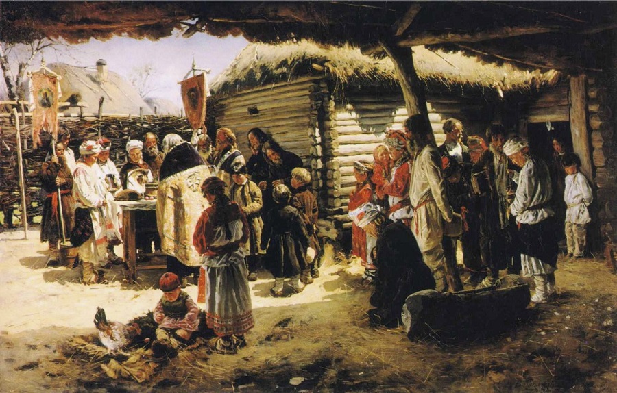 В.Е. Маковский. Молебен на Пасху. 1887-1888