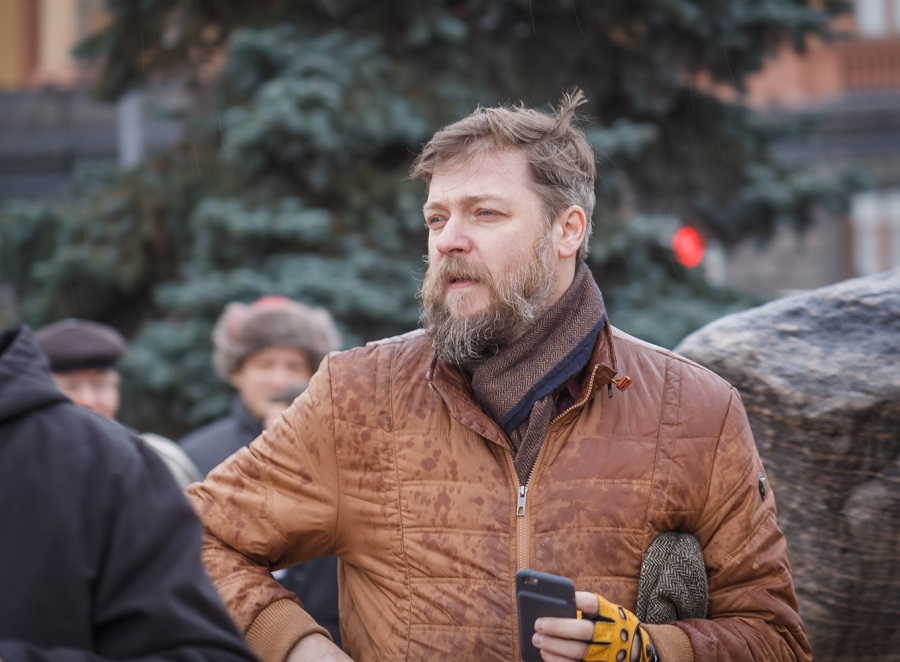 Алексей Муравьев на акции «Возвращение имен» на Лубянской площади