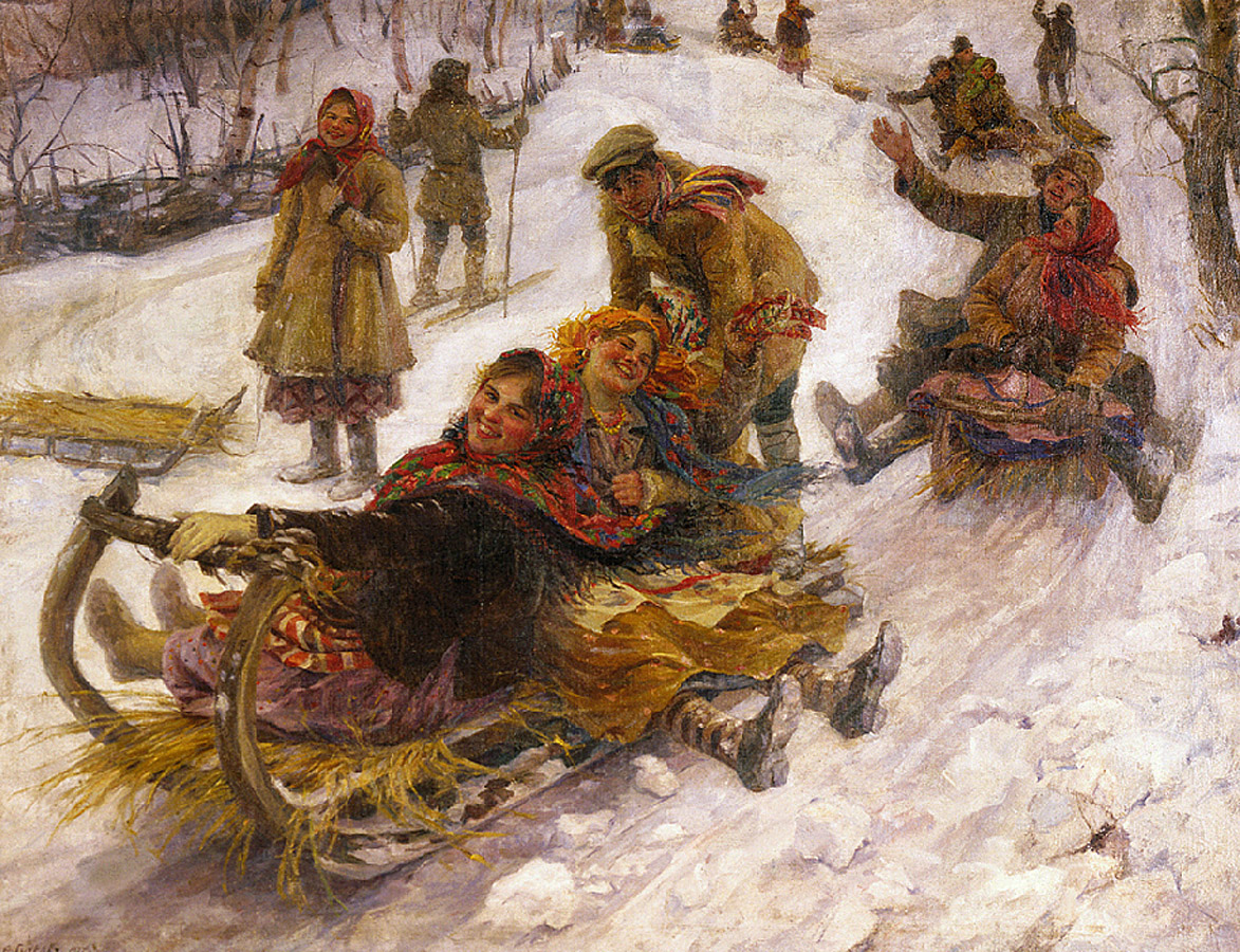 Катание с гор. 1937 г. Ф.В. Сычков