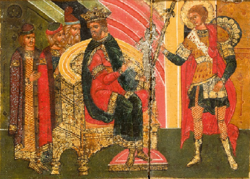 Фрагмент иконы «Чудо Георгия о змие. Житийная икона конца XVI века из частного собрания»