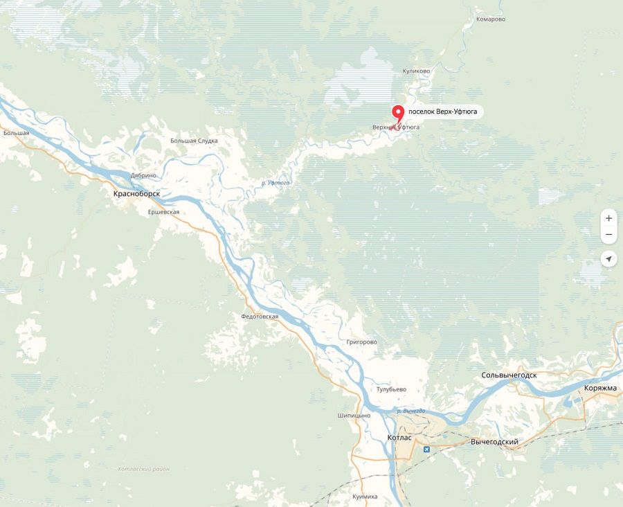 Карта Красноборского района Архангельской области